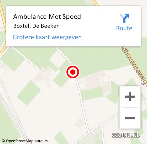 Locatie op kaart van de 112 melding: Ambulance Met Spoed Naar Boxtel, De Beeken op 10 december 2018 16:01