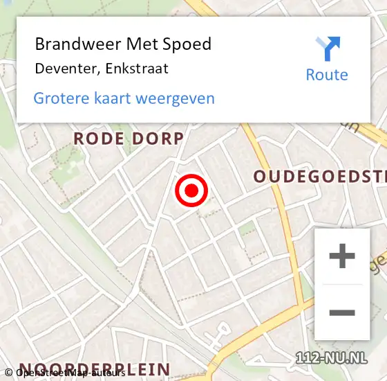 Locatie op kaart van de 112 melding: Brandweer Met Spoed Naar Deventer, Enkstraat op 25 september 2013 16:56