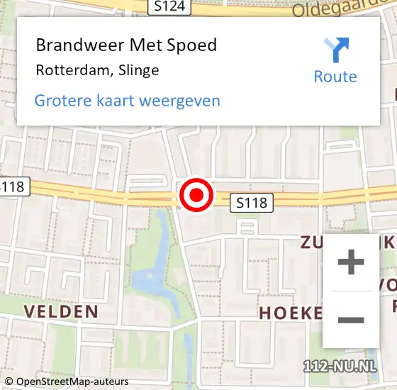 Locatie op kaart van de 112 melding: Brandweer Met Spoed Naar Rotterdam, Slinge op 11 december 2018 08:03