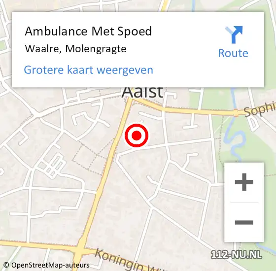 Locatie op kaart van de 112 melding: Ambulance Met Spoed Naar Waalre, Molengragte op 11 december 2018 08:20