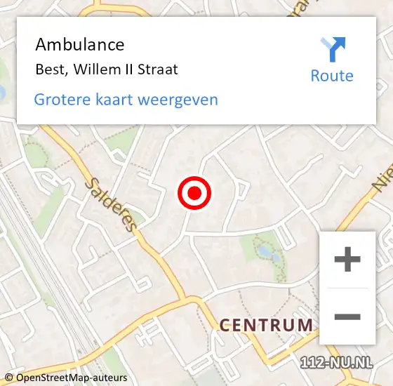 Locatie op kaart van de 112 melding: Ambulance Best, Willem II Straat op 11 december 2018 08:56