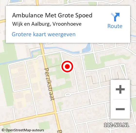 Locatie op kaart van de 112 melding: Ambulance Met Grote Spoed Naar Wijk en Aalburg, Vroonhoeve op 11 december 2018 09:27