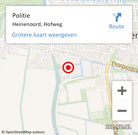 Locatie op kaart van de 112 melding: Politie Heinenoord, Hofweg op 11 december 2018 09:47