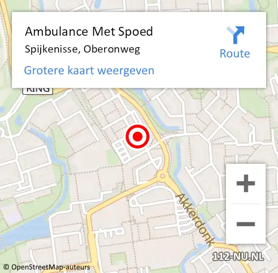 Locatie op kaart van de 112 melding: Ambulance Met Spoed Naar Spijkenisse, Oberonweg op 11 december 2018 10:05