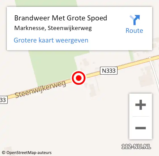 Locatie op kaart van de 112 melding: Brandweer Met Grote Spoed Naar Marknesse, Steenwijkerweg op 11 december 2018 11:01