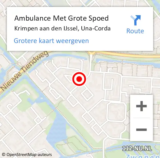 Locatie op kaart van de 112 melding: Ambulance Met Grote Spoed Naar Krimpen aan den IJssel, Una-Corda op 11 december 2018 11:50
