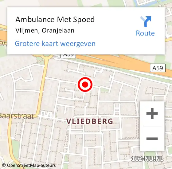 Locatie op kaart van de 112 melding: Ambulance Met Spoed Naar Vlijmen, Oranjelaan op 11 december 2018 11:51