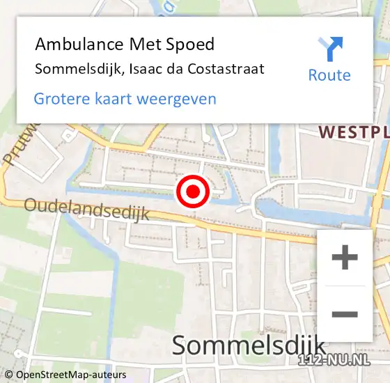 Locatie op kaart van de 112 melding: Ambulance Met Spoed Naar Sommelsdijk, Isaac da Costastraat op 11 december 2018 11:53