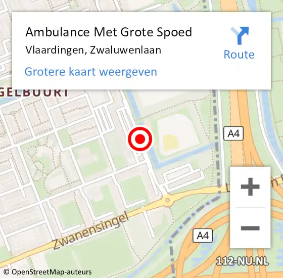 Locatie op kaart van de 112 melding: Ambulance Met Grote Spoed Naar Vlaardingen, Zwaluwenlaan op 11 december 2018 11:56
