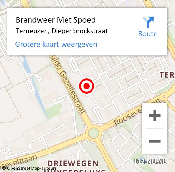 Locatie op kaart van de 112 melding: Brandweer Met Spoed Naar Terneuzen, Diepenbrockstraat op 11 december 2018 15:00