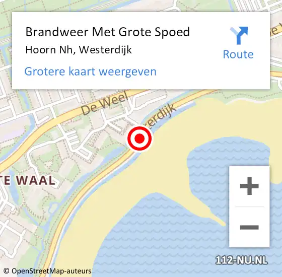 Locatie op kaart van de 112 melding: Brandweer Met Grote Spoed Naar Hoorn Nh, Westerdijk op 11 december 2018 15:06