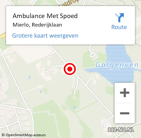 Locatie op kaart van de 112 melding: Ambulance Met Spoed Naar Mierlo, Rederijklaan op 11 december 2018 15:39