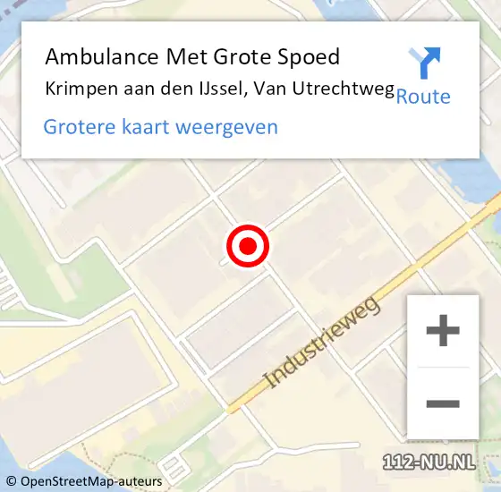 Locatie op kaart van de 112 melding: Ambulance Met Grote Spoed Naar Krimpen aan den IJssel, Van Utrechtweg op 11 december 2018 15:40