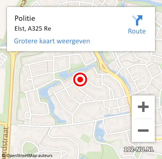 Locatie op kaart van de 112 melding: Politie Valburg, A50 Re op 11 december 2018 16:48