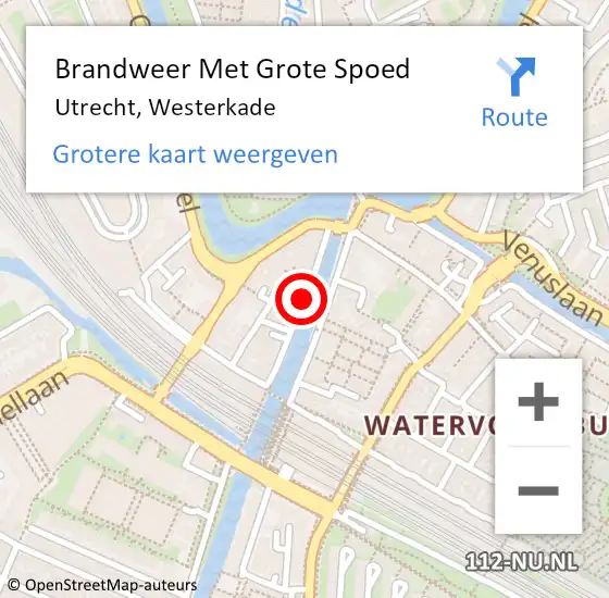 Locatie op kaart van de 112 melding: Brandweer Met Grote Spoed Naar Utrecht, Westerkade op 11 december 2018 20:12