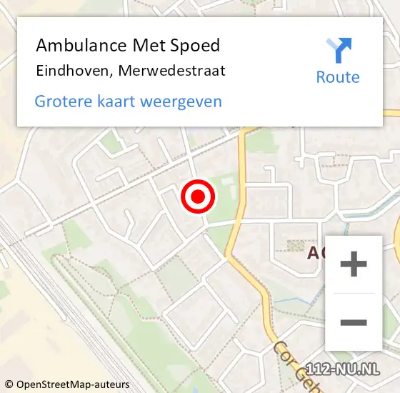 Locatie op kaart van de 112 melding: Ambulance Met Spoed Naar Eindhoven, Merwedestraat op 11 december 2018 20:51