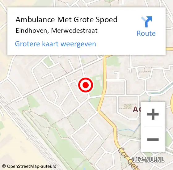 Locatie op kaart van de 112 melding: Ambulance Met Grote Spoed Naar Eindhoven, Merwedestraat op 11 december 2018 20:52