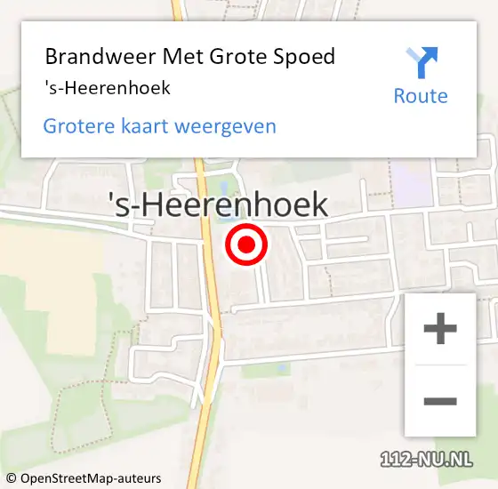 Locatie op kaart van de 112 melding: Brandweer Met Grote Spoed Naar 's-Heerenhoek op 11 december 2018 22:52