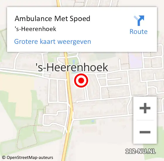 Locatie op kaart van de 112 melding: Ambulance Met Spoed Naar 's-Heerenhoek op 11 december 2018 23:00
