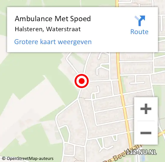 Locatie op kaart van de 112 melding: Ambulance Met Spoed Naar Halsteren, Waterstraat op 12 december 2018 01:17