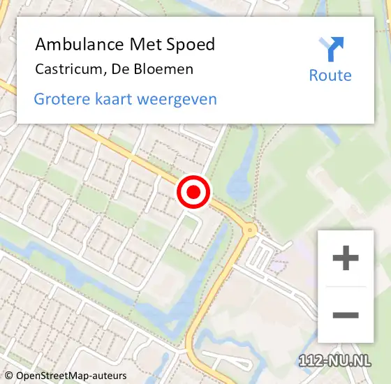 Locatie op kaart van de 112 melding: Ambulance Met Spoed Naar Castricum, De Bloemen op 12 december 2018 04:10