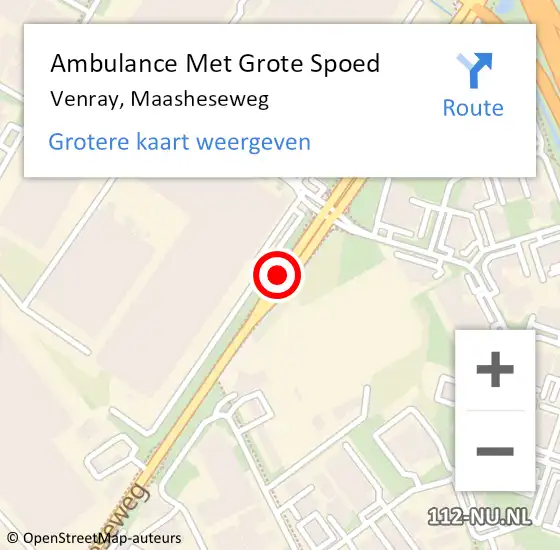 Locatie op kaart van de 112 melding: Ambulance Met Grote Spoed Naar Venray, Maasheseweg op 12 december 2018 08:09