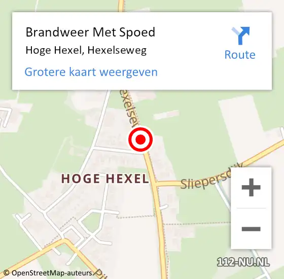 Locatie op kaart van de 112 melding: Brandweer Met Spoed Naar Hoge Hexel, Hexelseweg op 12 december 2018 08:29