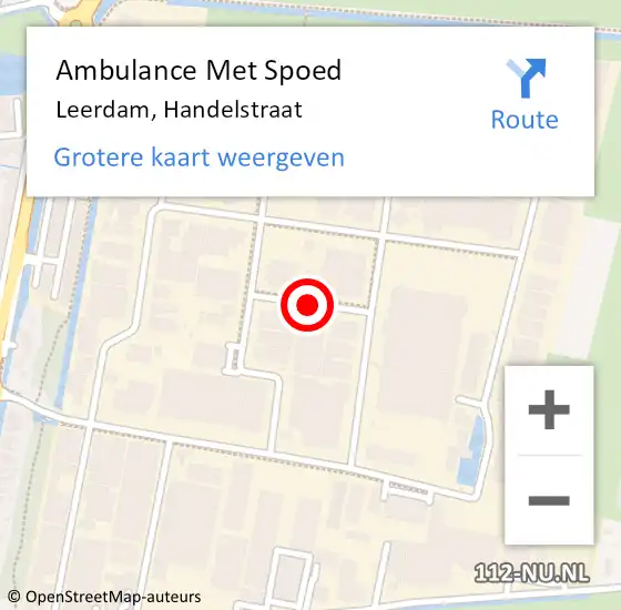 Locatie op kaart van de 112 melding: Ambulance Met Spoed Naar Leerdam, Handelstraat op 12 december 2018 09:37