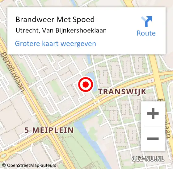 Locatie op kaart van de 112 melding: Brandweer Met Spoed Naar Utrecht, Van Bijnkershoeklaan op 12 december 2018 09:55