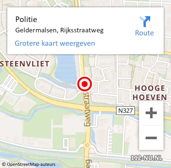 Locatie op kaart van de 112 melding: Politie Geldermalsen, Rijksstraatweg op 12 december 2018 11:29
