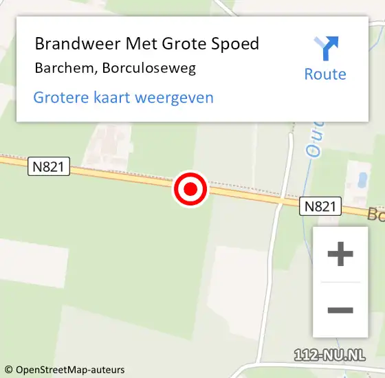 Locatie op kaart van de 112 melding: Brandweer Met Grote Spoed Naar Barchem, Borculoseweg op 12 december 2018 11:53