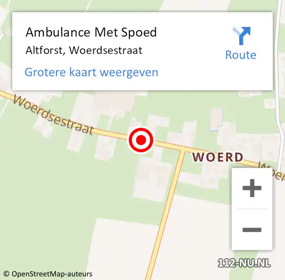 Locatie op kaart van de 112 melding: Ambulance Met Spoed Naar Altforst, Woerdsestraat op 12 december 2018 14:00
