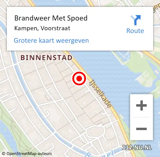 Locatie op kaart van de 112 melding: Brandweer Met Spoed Naar Kampen, Voorstraat op 12 december 2018 15:12