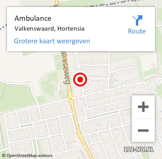 Locatie op kaart van de 112 melding: Ambulance Valkenswaard, Hortensia op 12 december 2018 15:38
