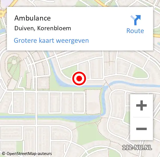 Locatie op kaart van de 112 melding: Ambulance Duiven, Korenbloem op 12 december 2018 15:50