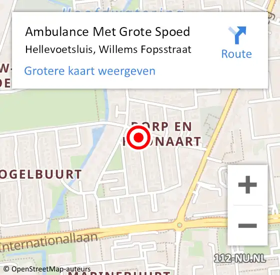 Locatie op kaart van de 112 melding: Ambulance Met Grote Spoed Naar Hellevoetsluis, Willems Fopsstraat op 12 december 2018 17:02