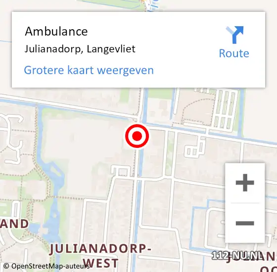 Locatie op kaart van de 112 melding: Ambulance Julianadorp, Langevliet op 12 december 2018 17:06