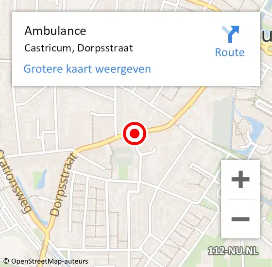 Locatie op kaart van de 112 melding: Ambulance Castricum, Dorpsstraat op 12 december 2018 19:38