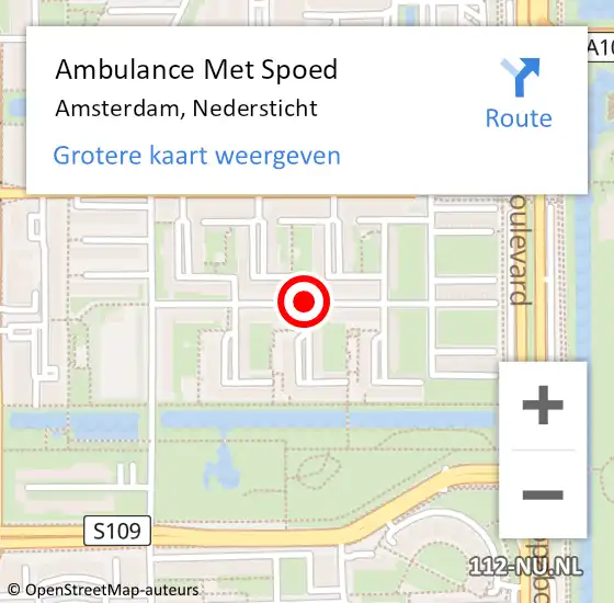 Locatie op kaart van de 112 melding: Ambulance Met Spoed Naar Amsterdam, Nedersticht op 12 december 2018 20:38