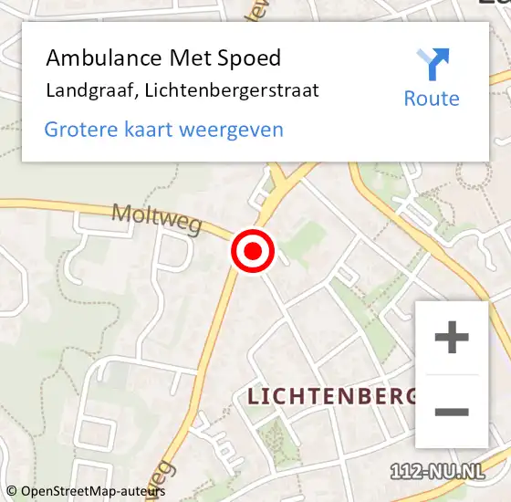 Locatie op kaart van de 112 melding: Ambulance Met Spoed Naar Landgraaf, Lichtenbergerstraat op 17 maart 2014 14:12