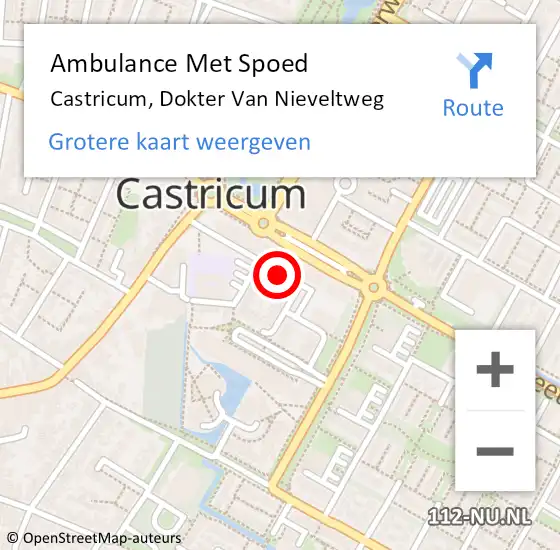 Locatie op kaart van de 112 melding: Ambulance Met Spoed Naar Castricum, Dokter Van Nieveltweg op 12 december 2018 22:12
