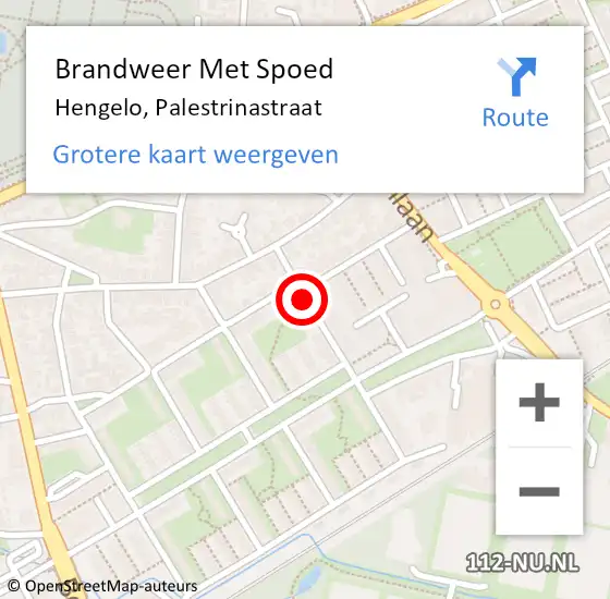 Locatie op kaart van de 112 melding: Brandweer Met Spoed Naar Hengelo, Palestrinastraat op 12 december 2018 23:32