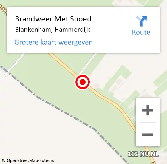Locatie op kaart van de 112 melding: Brandweer Met Spoed Naar Blankenham, Hammerdijk op 13 december 2018 00:06