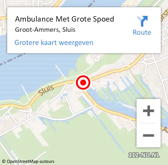 Locatie op kaart van de 112 melding: Ambulance Met Grote Spoed Naar Groot-Ammers, Sluis op 13 december 2018 00:17