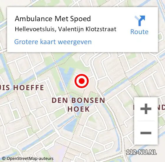 Locatie op kaart van de 112 melding: Ambulance Met Spoed Naar Hellevoetsluis, Valentijn Klotzstraat op 13 december 2018 03:35