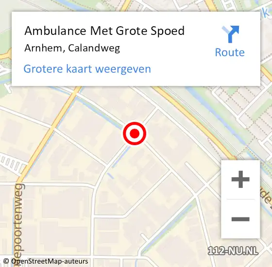 Locatie op kaart van de 112 melding: Ambulance Met Grote Spoed Naar Arnhem, Calandweg op 13 december 2018 07:19