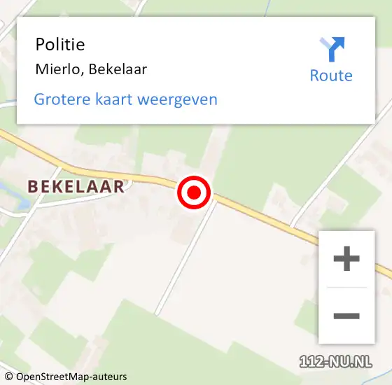 Locatie op kaart van de 112 melding: Politie Mierlo, Bekelaar op 13 december 2018 07:53