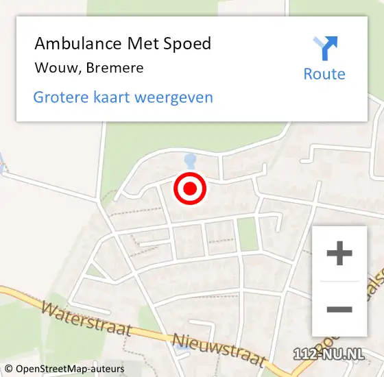 Locatie op kaart van de 112 melding: Ambulance Met Spoed Naar Wouw, Bremere op 13 december 2018 09:03