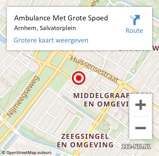 Locatie op kaart van de 112 melding: Ambulance Met Grote Spoed Naar Arnhem, Salvatorplein op 13 december 2018 10:23