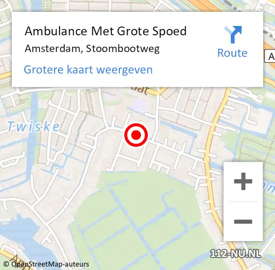 Locatie op kaart van de 112 melding: Ambulance Met Grote Spoed Naar Amsterdam, Stoombootweg op 13 december 2018 16:10